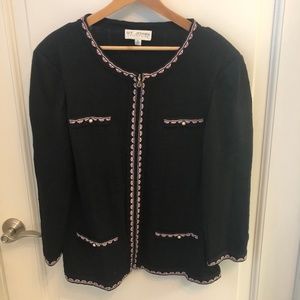 St. John Collection Size 16 Black and Pink Zip Up